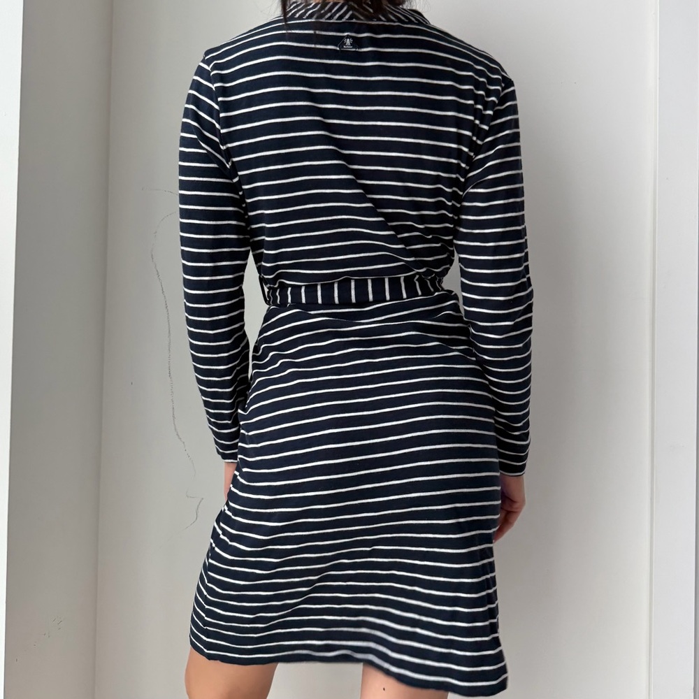 Barbour Navy Striped Belted Shirt Dress - Small - Picture 4 of 4
